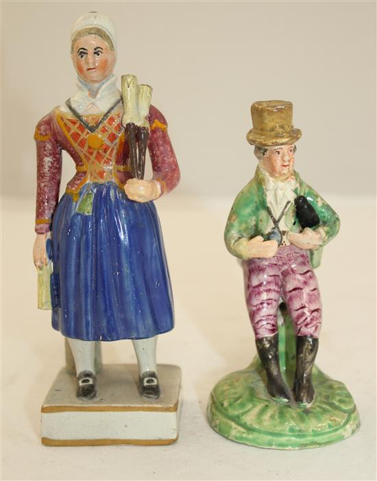 Two Staffordshire pottery theatrical figures, early 19th century, 16cm & 12.5cm